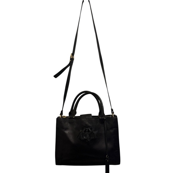 black leather satchel-style handbag from Via Spiga beautiful three compartments - Picture 8 of 16